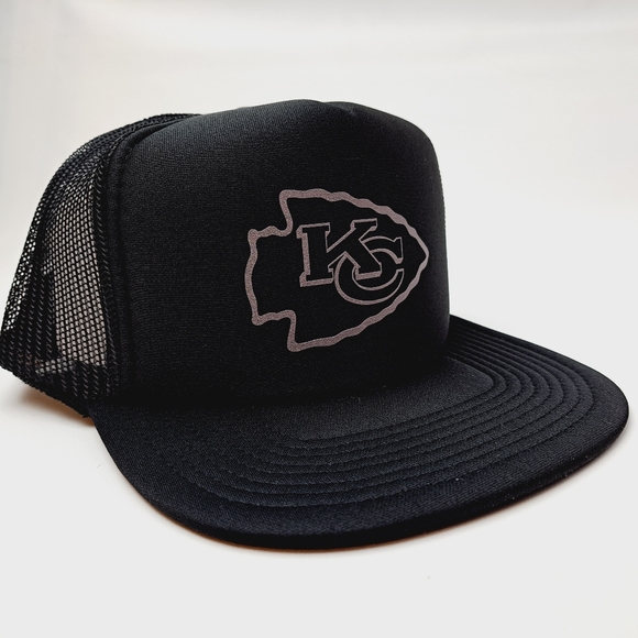 Kansas City Chiefs Foam Trucker Mesh Snapback Cap Hat Black New - Picture 2 of 6